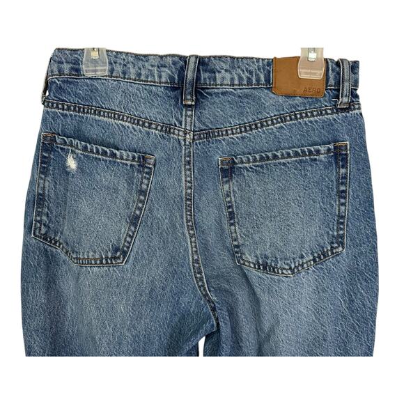 2/$30 Aeropostale Mom Jeans Ripped Straight High Waist Blue Medium Wash Size 10 - Picture 6 of 10